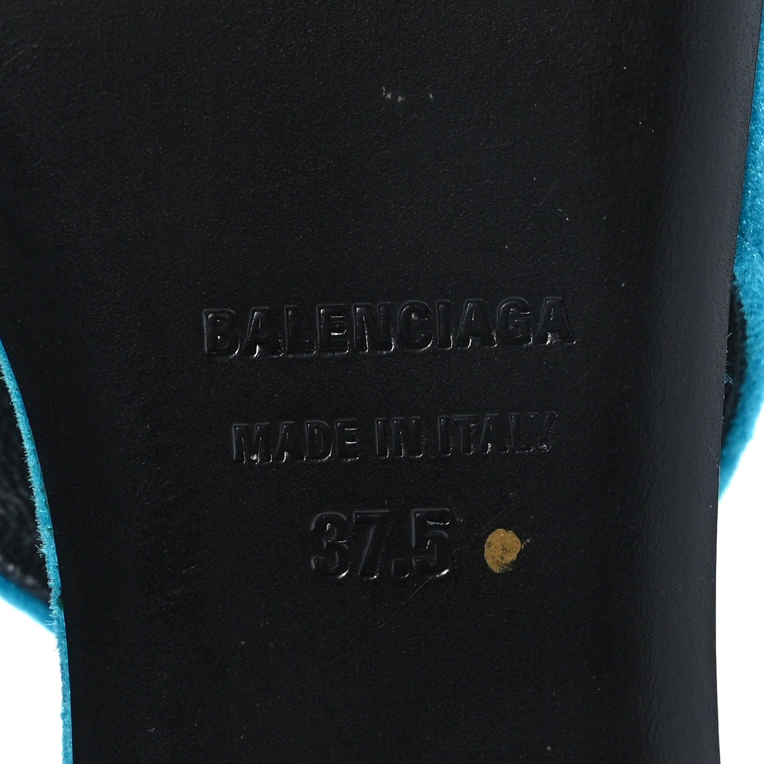 Balenciaga Crushed Velvet BB Knife Pointy Toe Slingback Flats 37.5 Turquoise 8 of 8