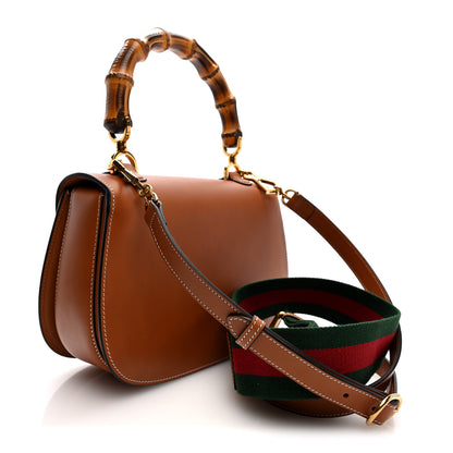 Gucci Tritone Calfskin Web Medium Bamboo 1947 Top Handle Bag Harness Brown 3 of 9