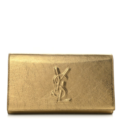 Saint Laurent Metallic Calfskin Monogram Large Belle De Jour Clutch Gold 1 of 6