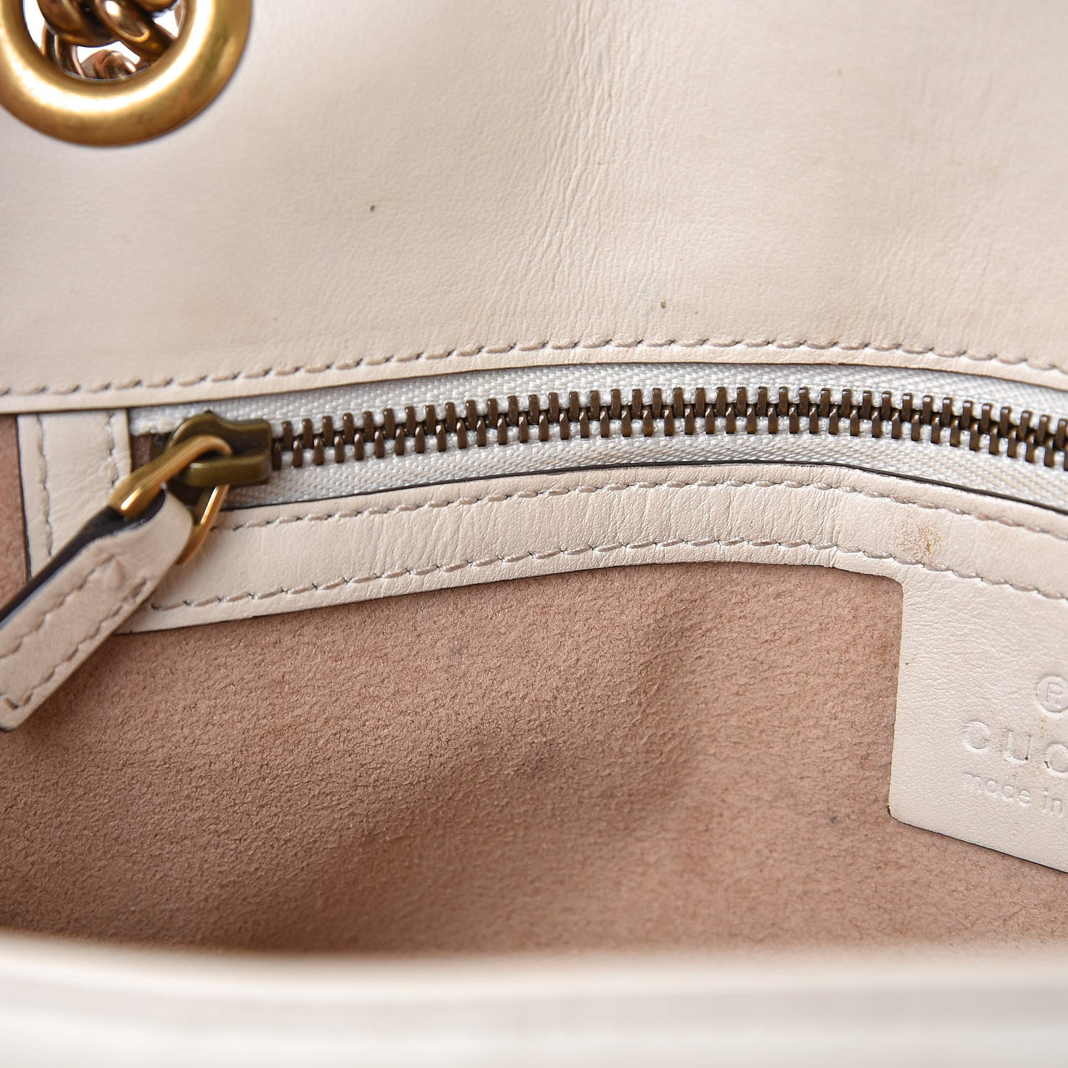 Gucci Calfskin Matelasse Small GG Marmont Shoulder Bag White 9 of 16