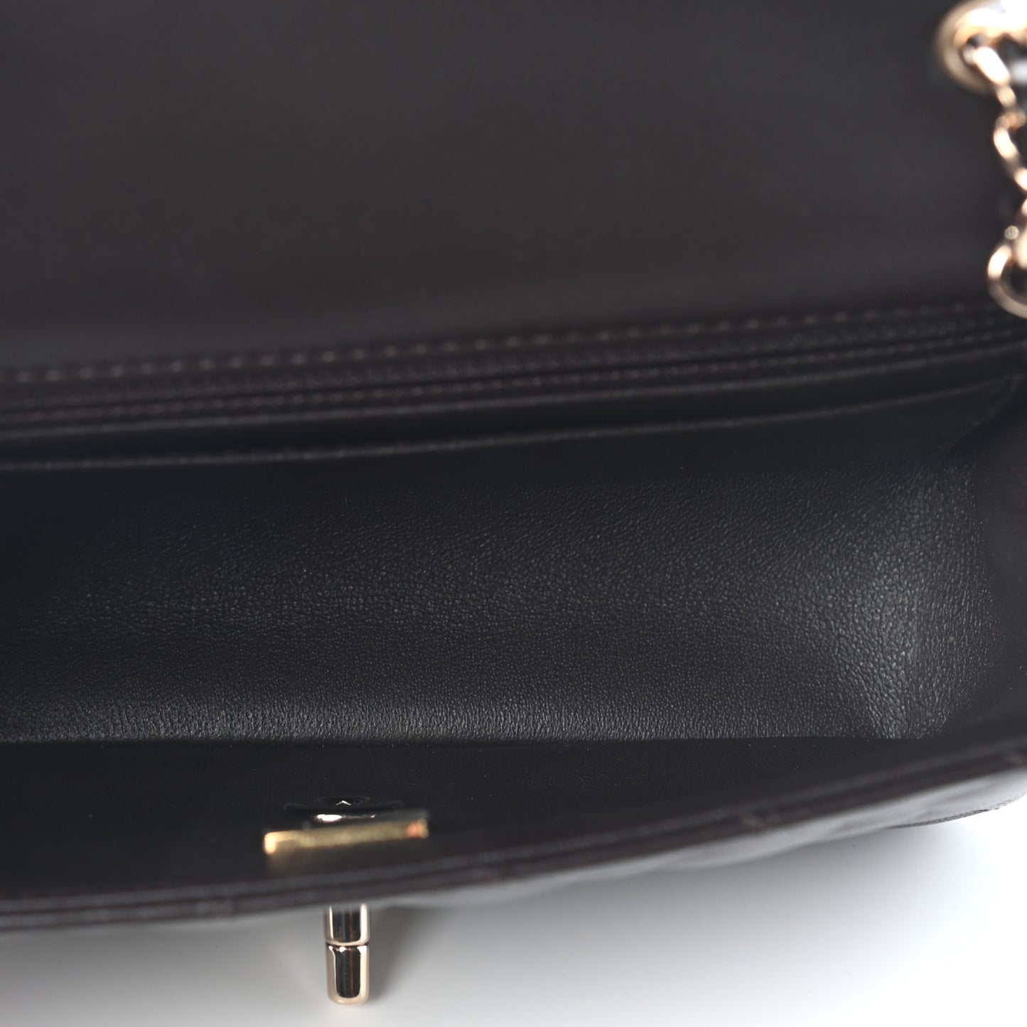 Lambskin Quilted Mini Rectangular Flap Dark Brown