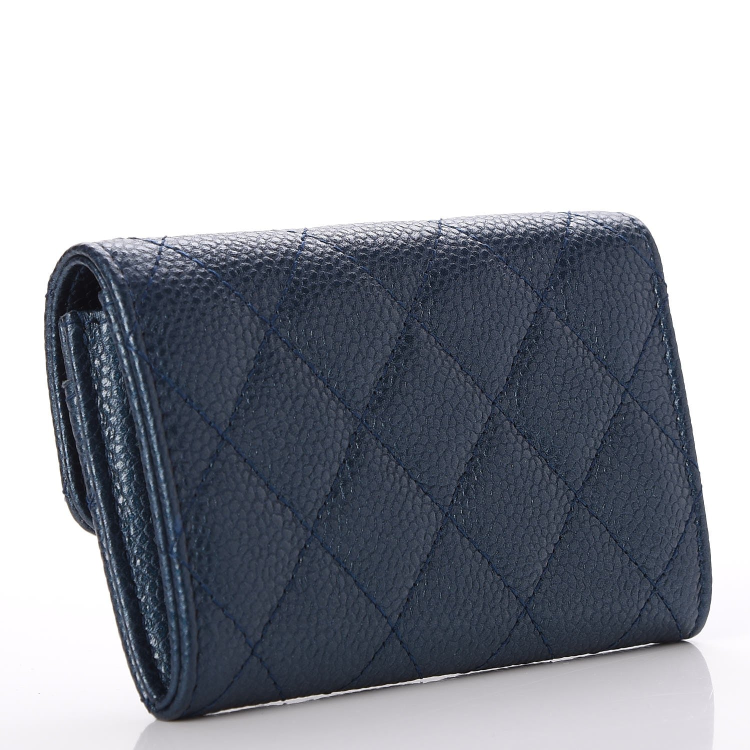 Chanel Metallic Caviar Quilted Card Holder Dark Blue 3 of 7