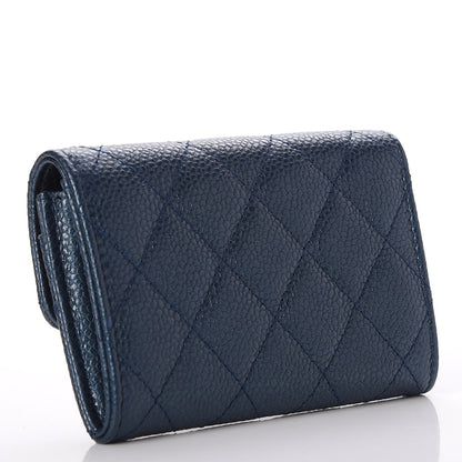 Chanel Metallic Caviar Quilted Card Holder Dark Blue 3 of 7