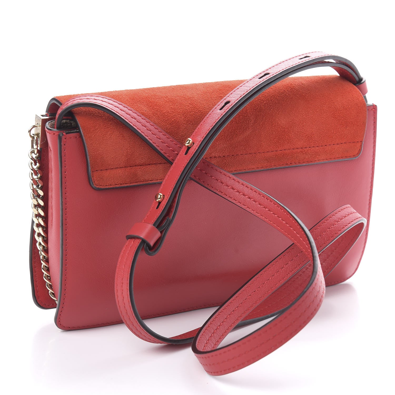 Chloe Suede Calfskin Small Faye Shoulder Bag Sepia Red 3 of 10