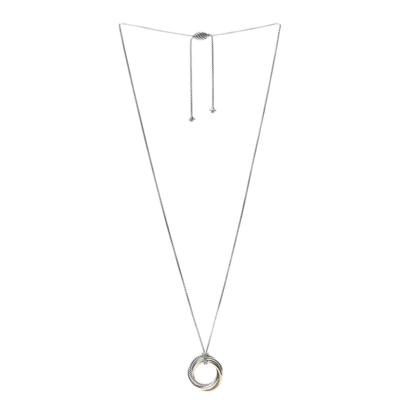 Sterling Silver 14K Yellow Gold 37mm Crossover Pendant Necklace