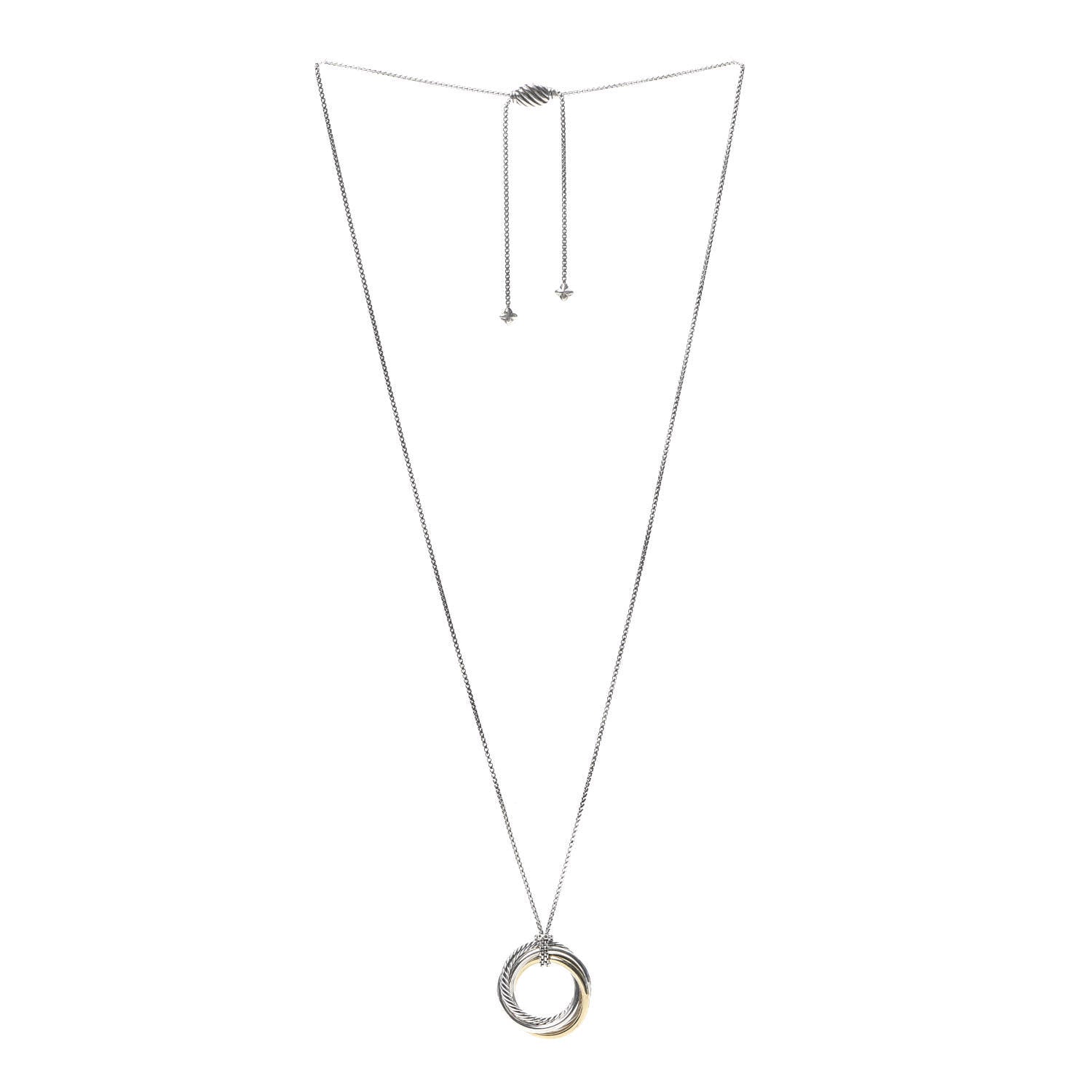 David Yurman Sterling Silver 14K Yellow Gold 37mm Crossover Pendant Necklace 4 of 4