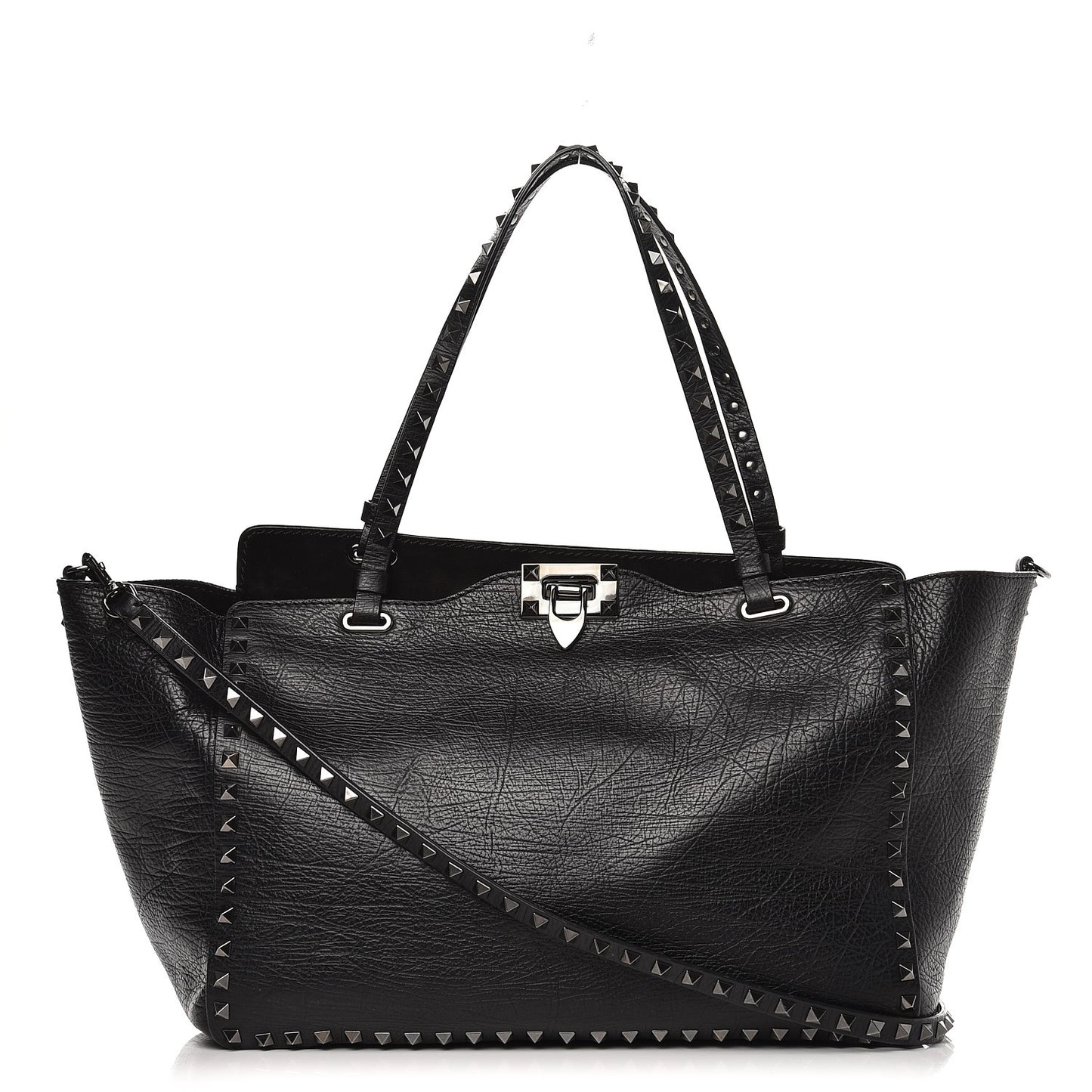 Vitello Medium Rockstud Tote Black
