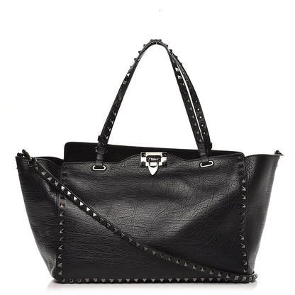 Valentino Garavani Vitello Medium Rockstud Tote Black 1 of 9