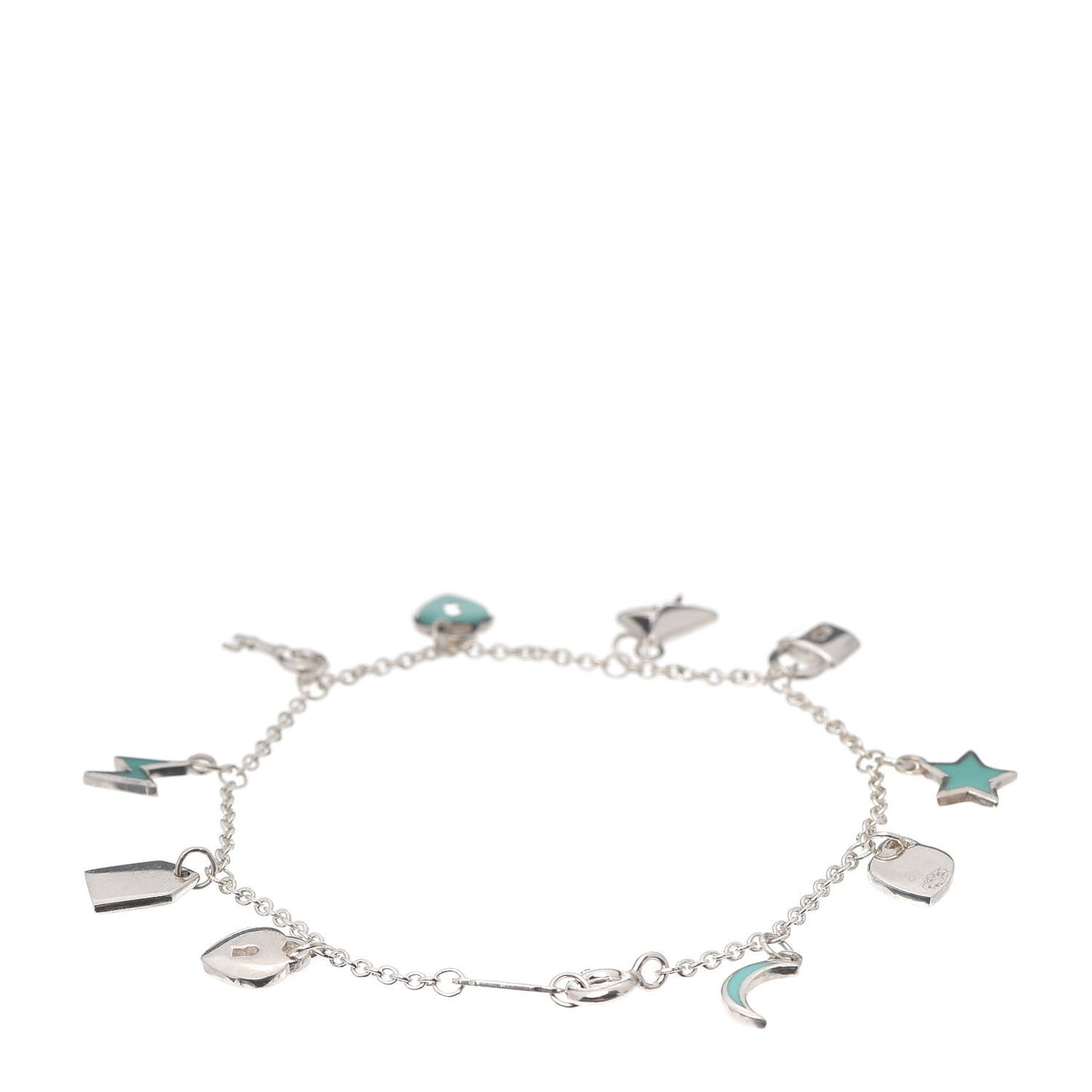 Sterling Silver Enamel Love Notes Charm Bracelet Blue