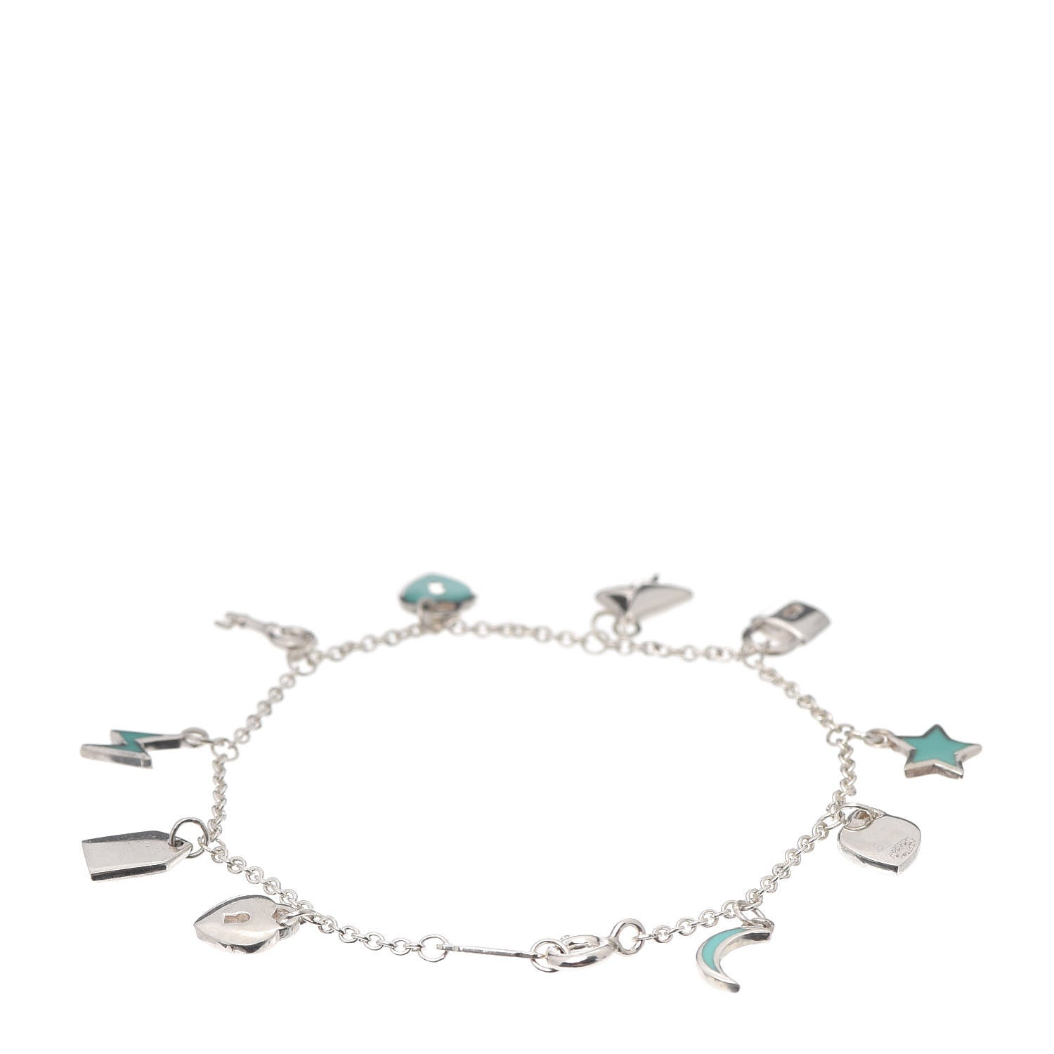 Tiffany Sterling Silver Enamel Love Notes Charm Bracelet Blue 3 of 6