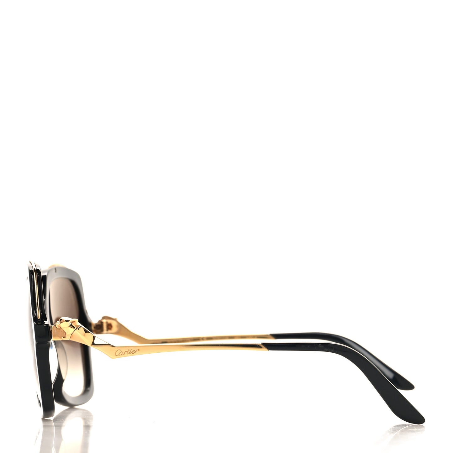 Metal Panthère de Cartier Square Sunglasses Black Black
