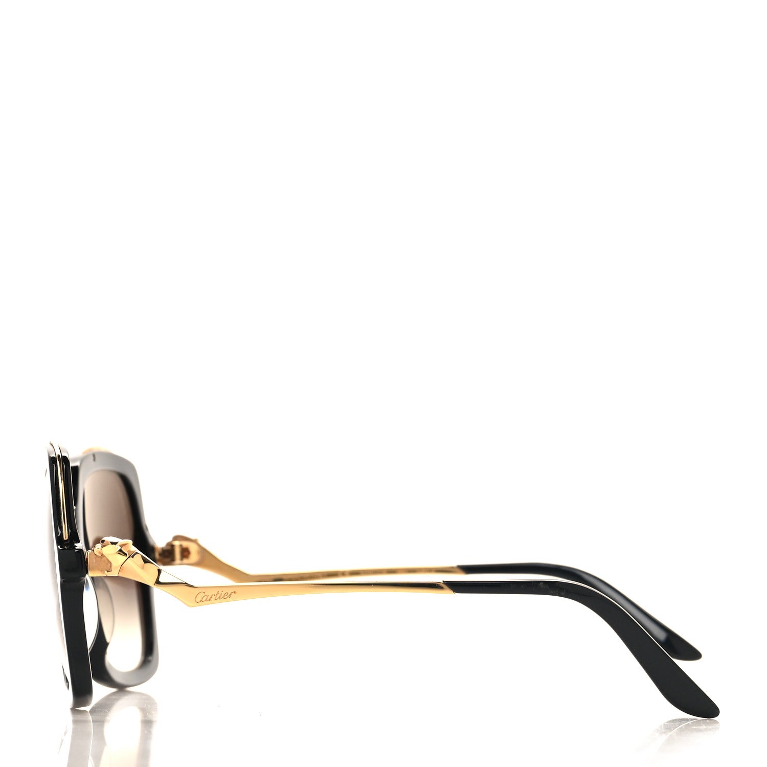Cartier Metal Panthère de Cartier Square Sunglasses Black Black 3 of 6