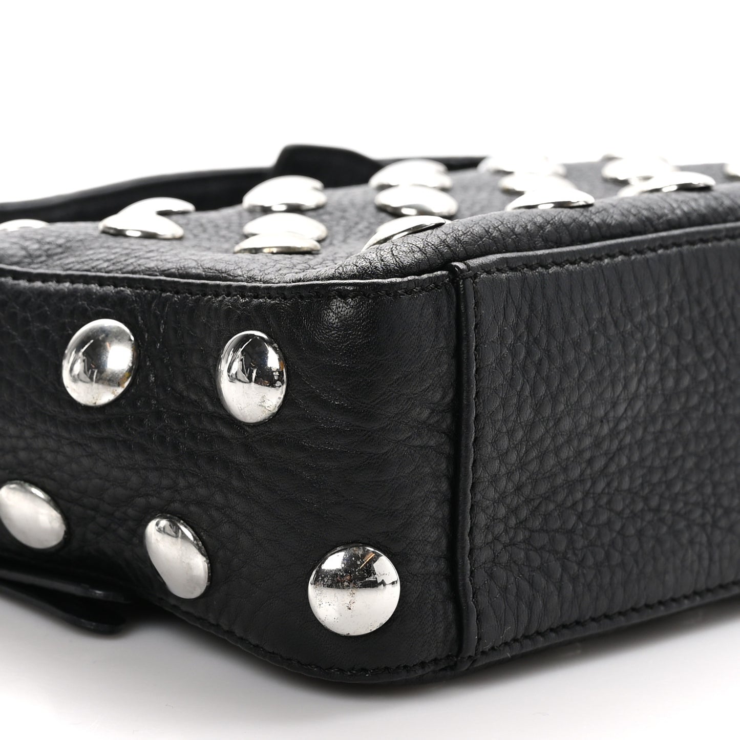 Pebbled Sport Calfskin Studded Small Elena Black