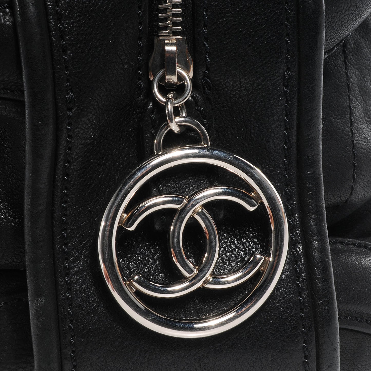 Calfskin Round Bowling Bag Black