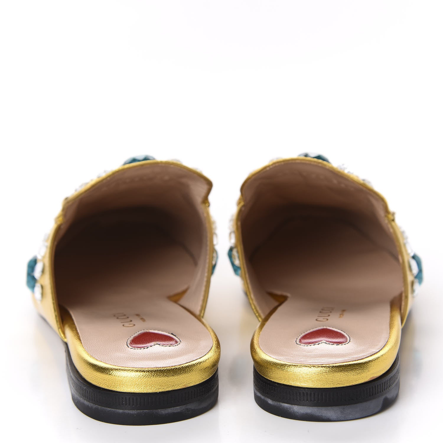 Gucci Metallic Nappa Crystal Womens Princetown Slippers 36.5 Gold 6 of 9