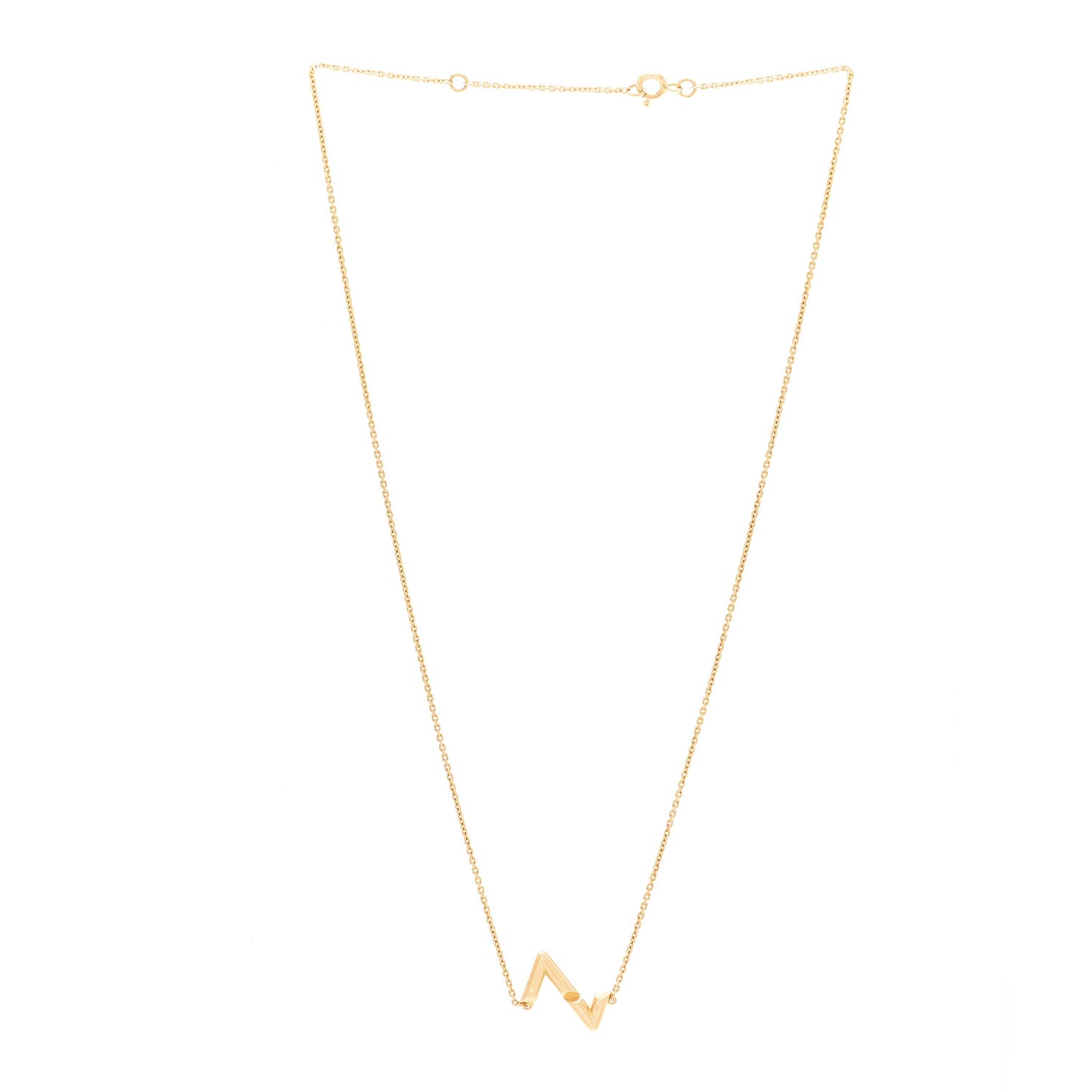 18K Yellow Gold LV Volt Upside Down Pendant Necklace