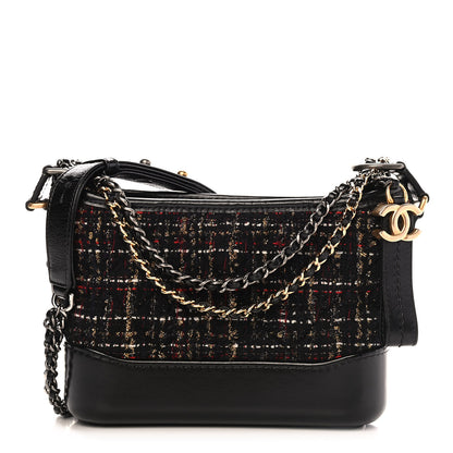 Chanel Tweed Calfskin Small Gabrielle Hobo Black Gold Red Ecru 1 of 9