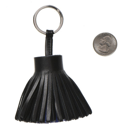 Hermes Lambskin Bi-Color Carmen Tassel Key Holder Black Bleu Electrique 2 of 6