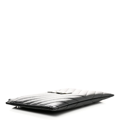 Saint Laurent Grain De Poudre Chevron Monogram Bill Pouch Black 4 of 9
