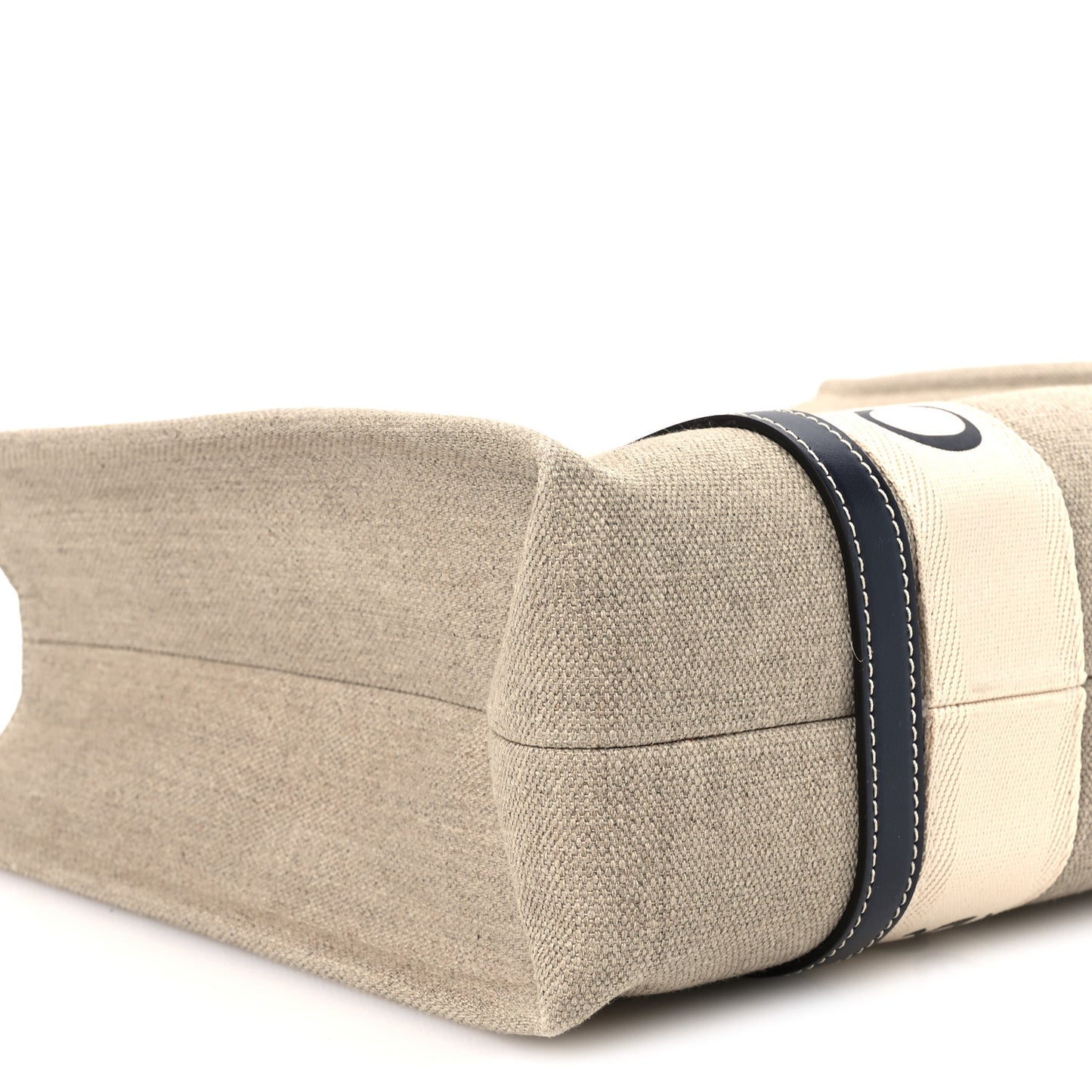Cotton Calfskin Medium Woody Ribbon Tote White Blue