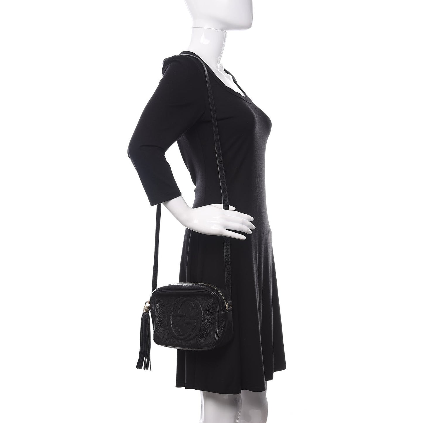 Pebbled Calfskin Small Soho Disco Bag Black