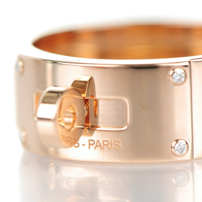 Hermes 18K Rose Gold Diamond GM Kelly Ring 56 7.5 8 of 8