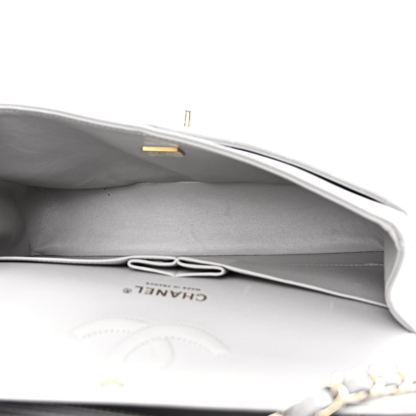 Caviar Quilted Medium Double Flap Grey