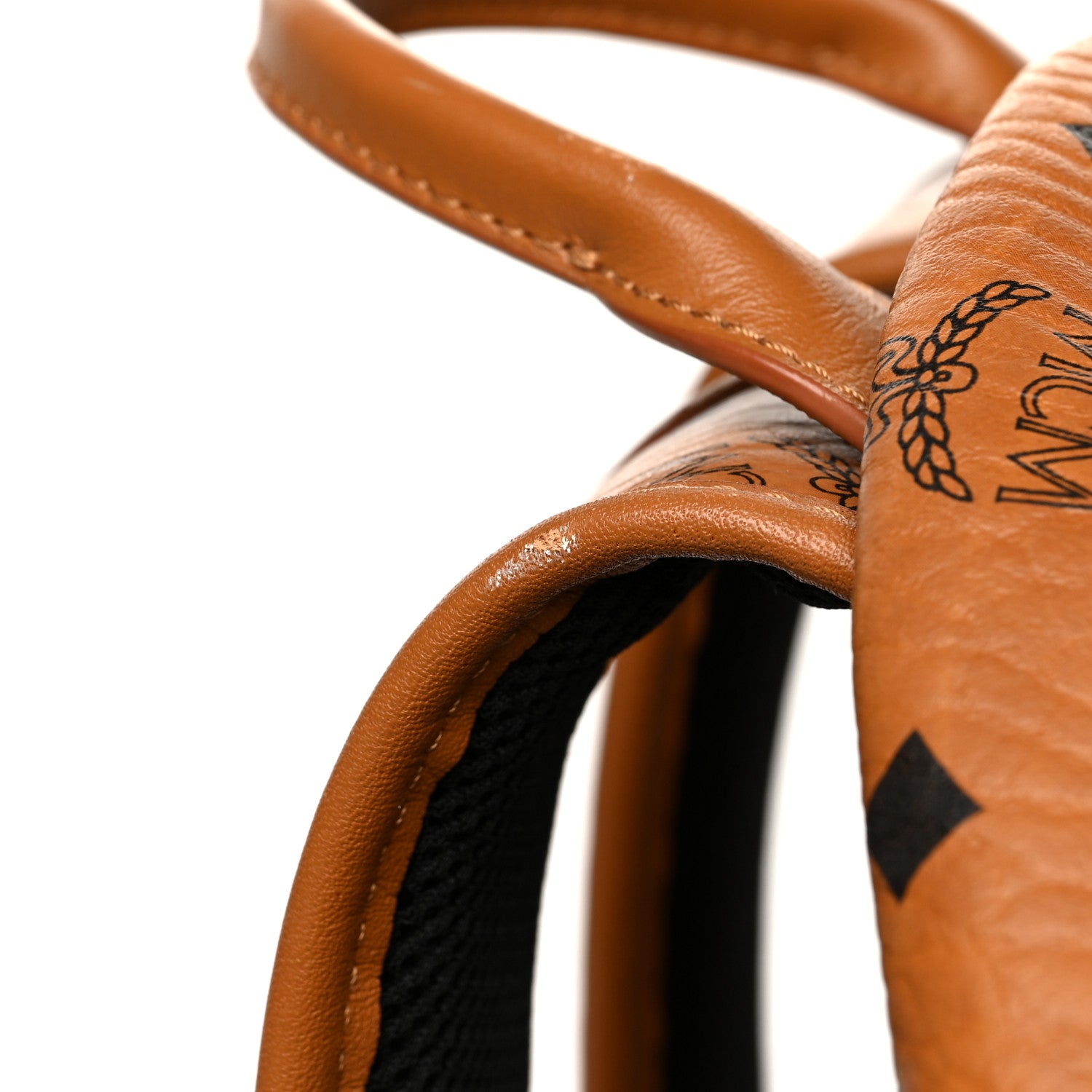 MCM Visetos Medium Stark Logo Stripe Backpack Cognac Red 8 of 8