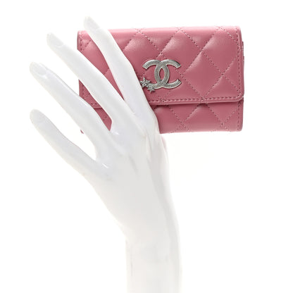 Chanel Lambskin Quilted Flap Crystal Star Card Holder Wallet Pink 3 of 18