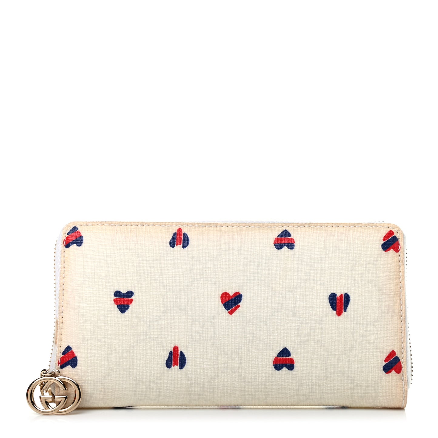 GG Plus Monogram Hearts GG Pierce Zip Around Wallet White Red