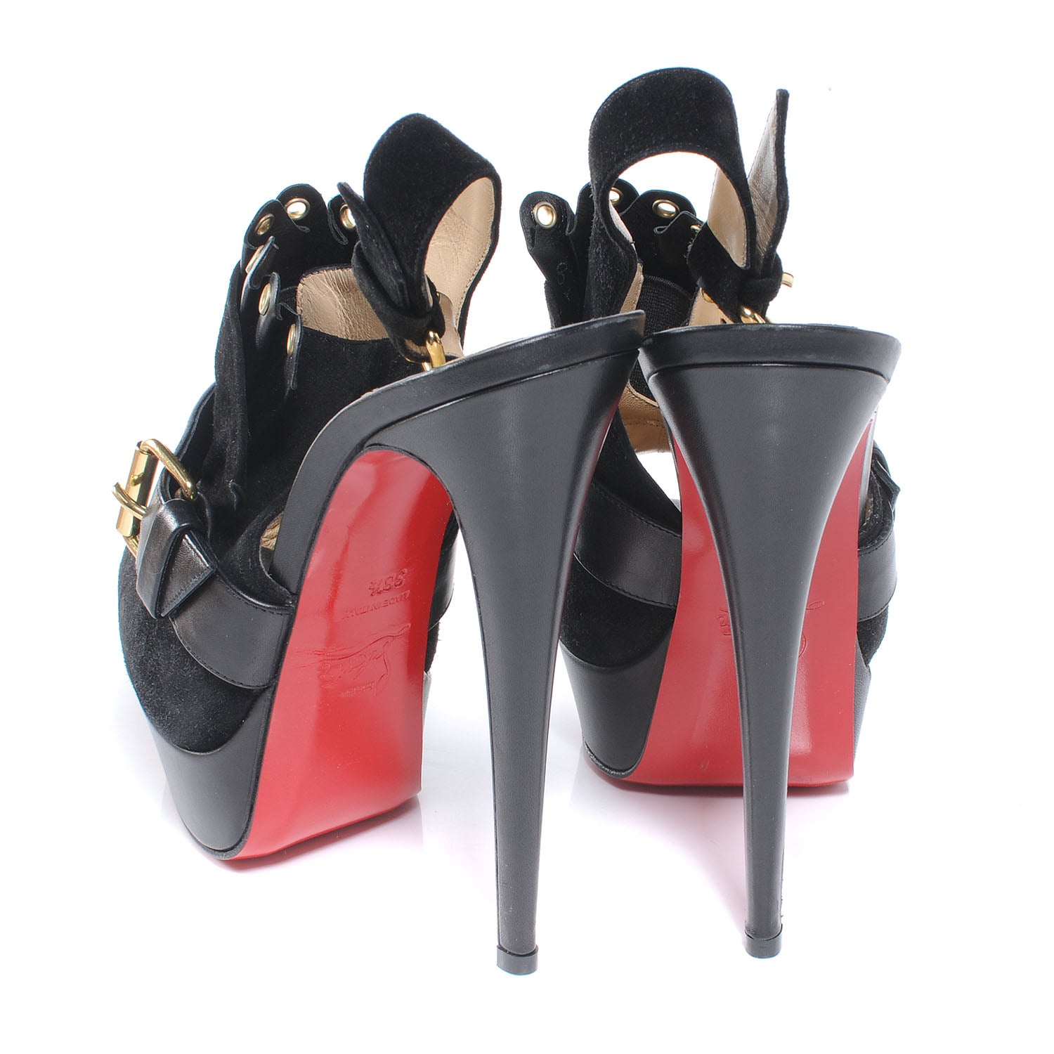 Christian Louboutin Velour Jem 150 Peep Toe 38.5 Black 3 of 5