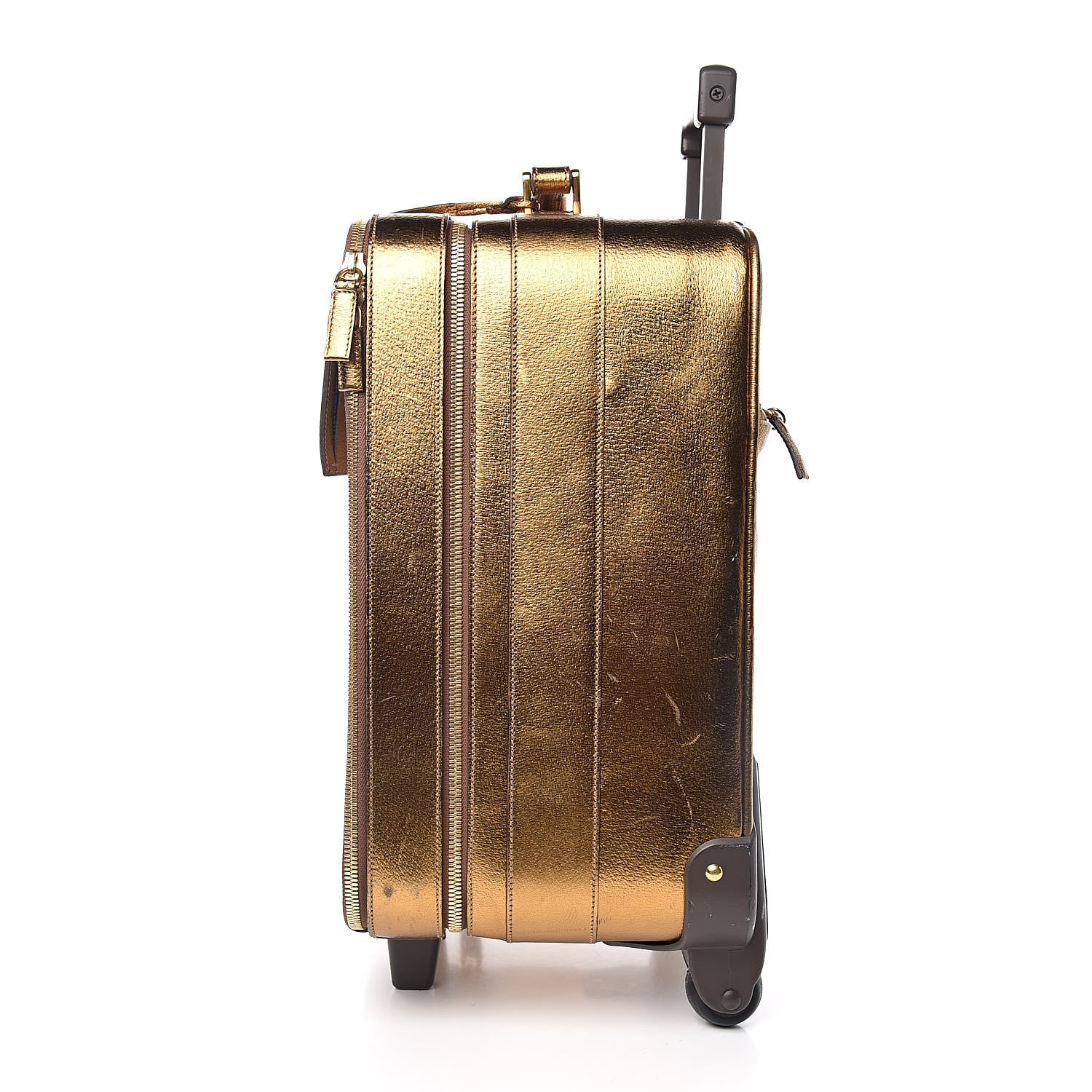 Prada Metallic Cinghiale Canvas Trolley Luggage Naturale Oro 4 of 17