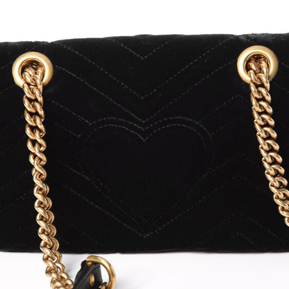 Gucci Velvet Matelasse Mini GG Marmont Shoulder Bag Black 10 of 13