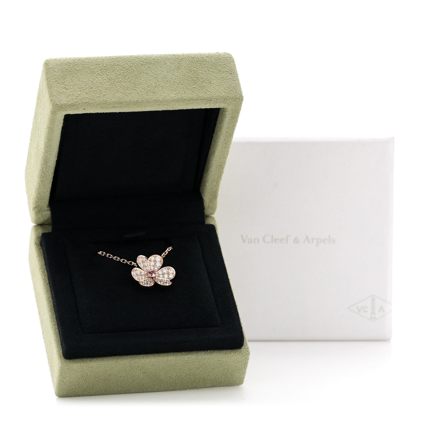 18K Rose Gold Diamond Pink Sapphire Small Frivole Pendant Necklace