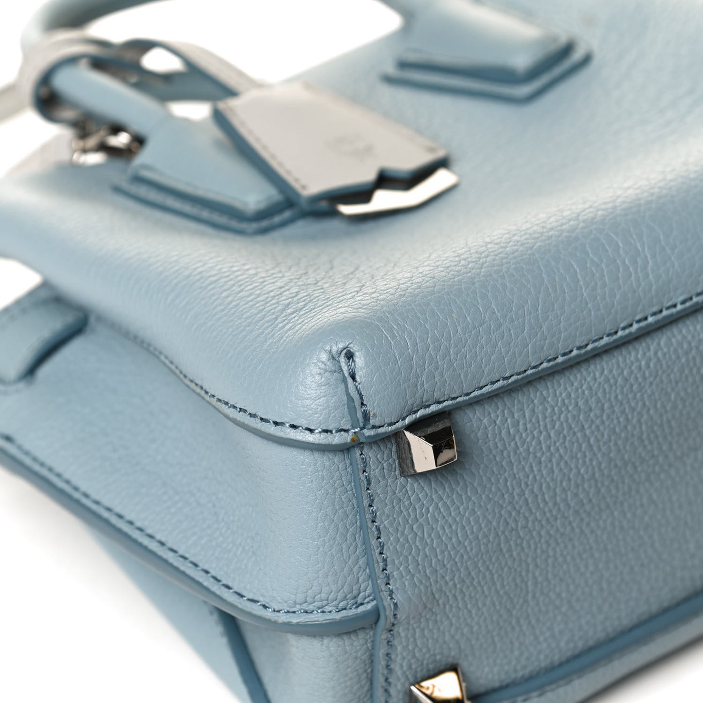 Grained Calfskin Mini Milla Tote Sky Blue