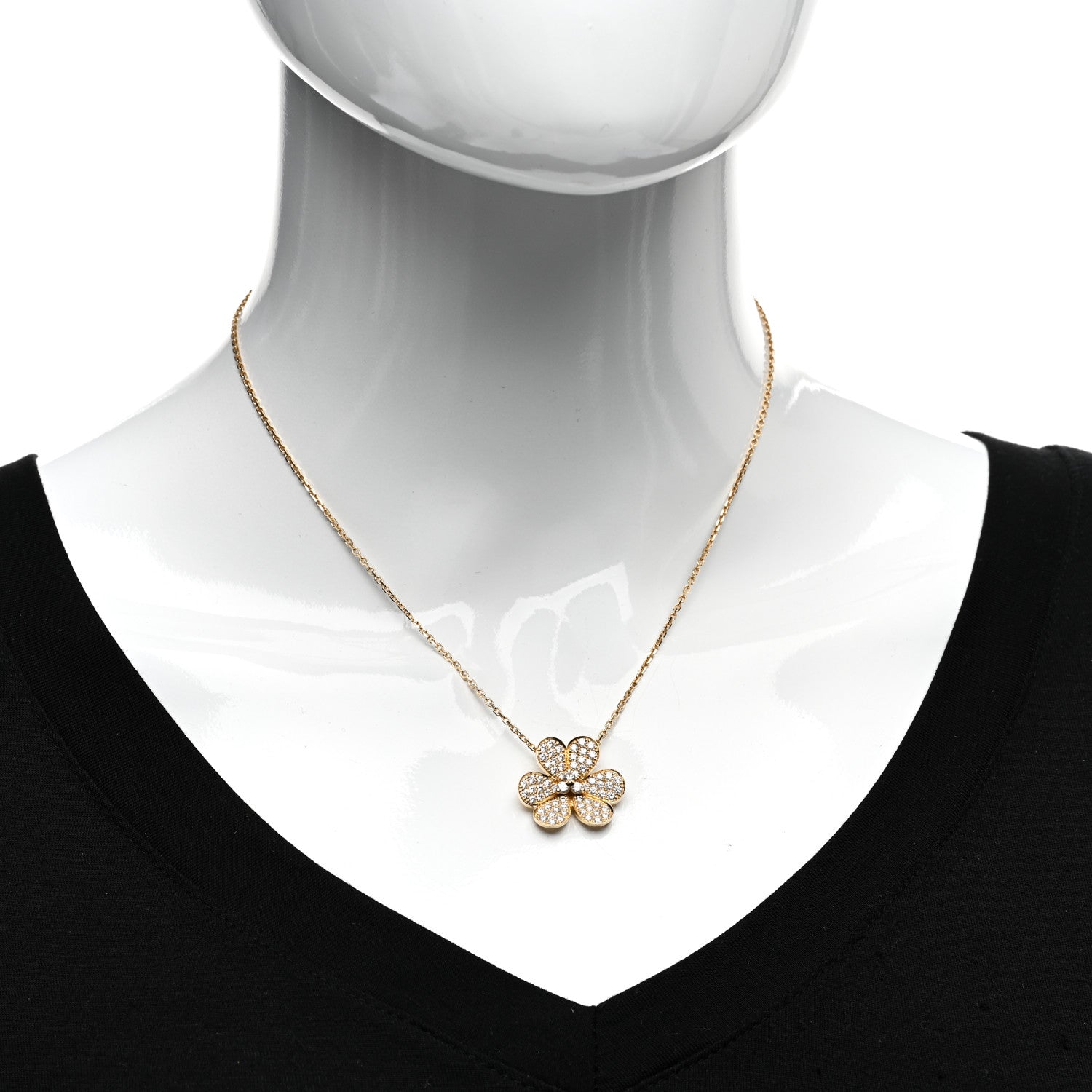 Van Cleef & Arpels 18K Yellow Gold Diamond Large Frivole Pendant Pave Necklace 2 of 5