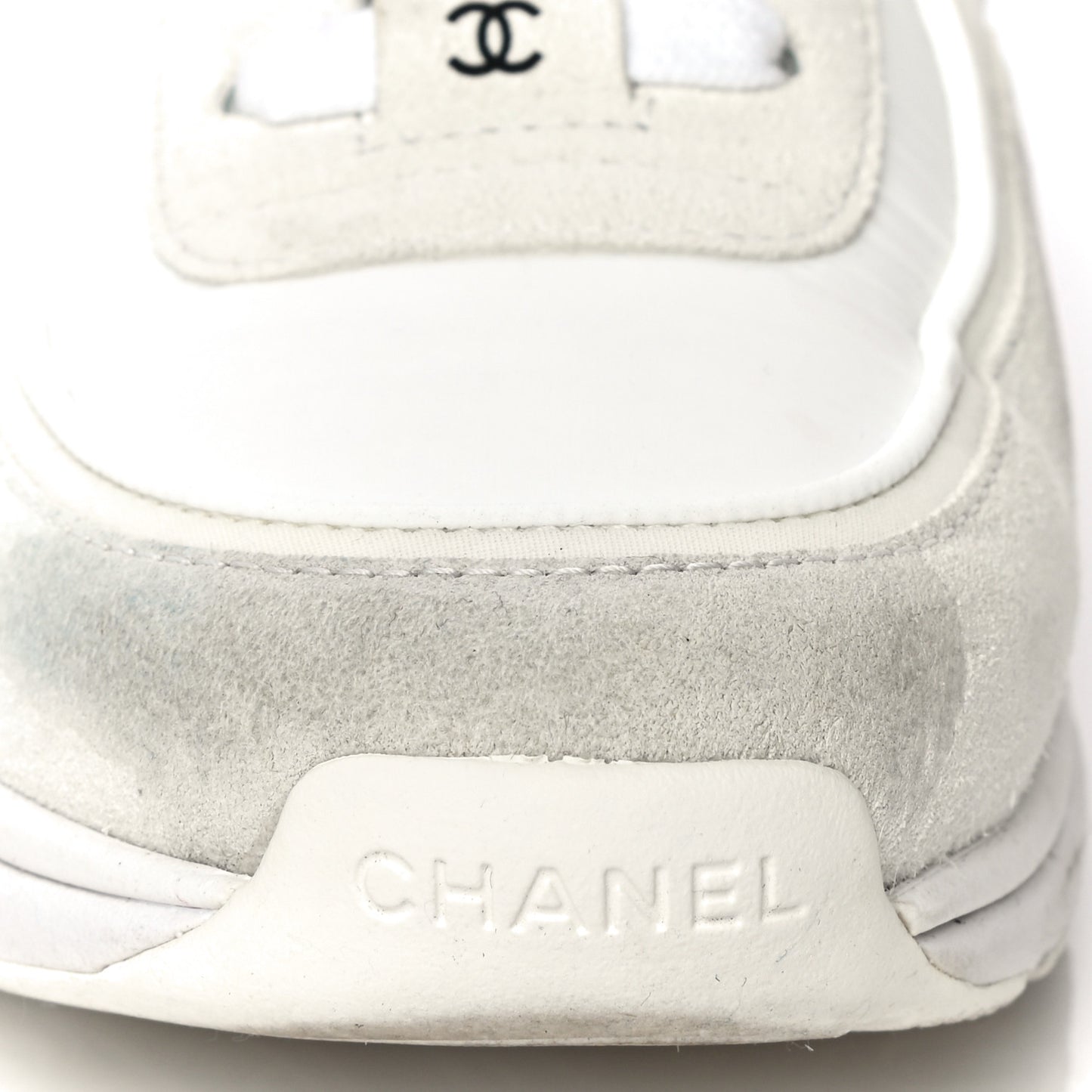 Suede Calfskin Fabric CC Sneakers 39.5 White
