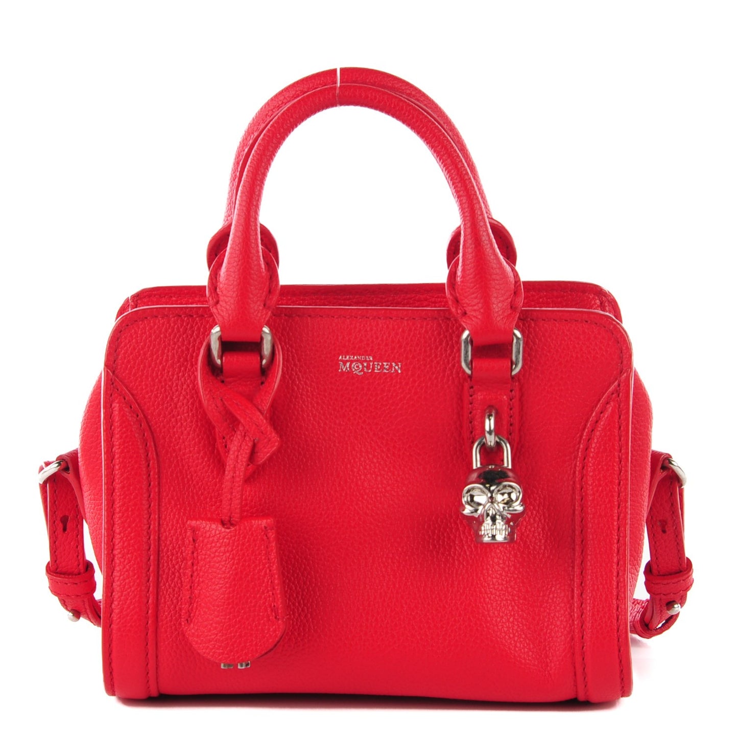Pebbled Calfskin Mini Padlock Tote Red