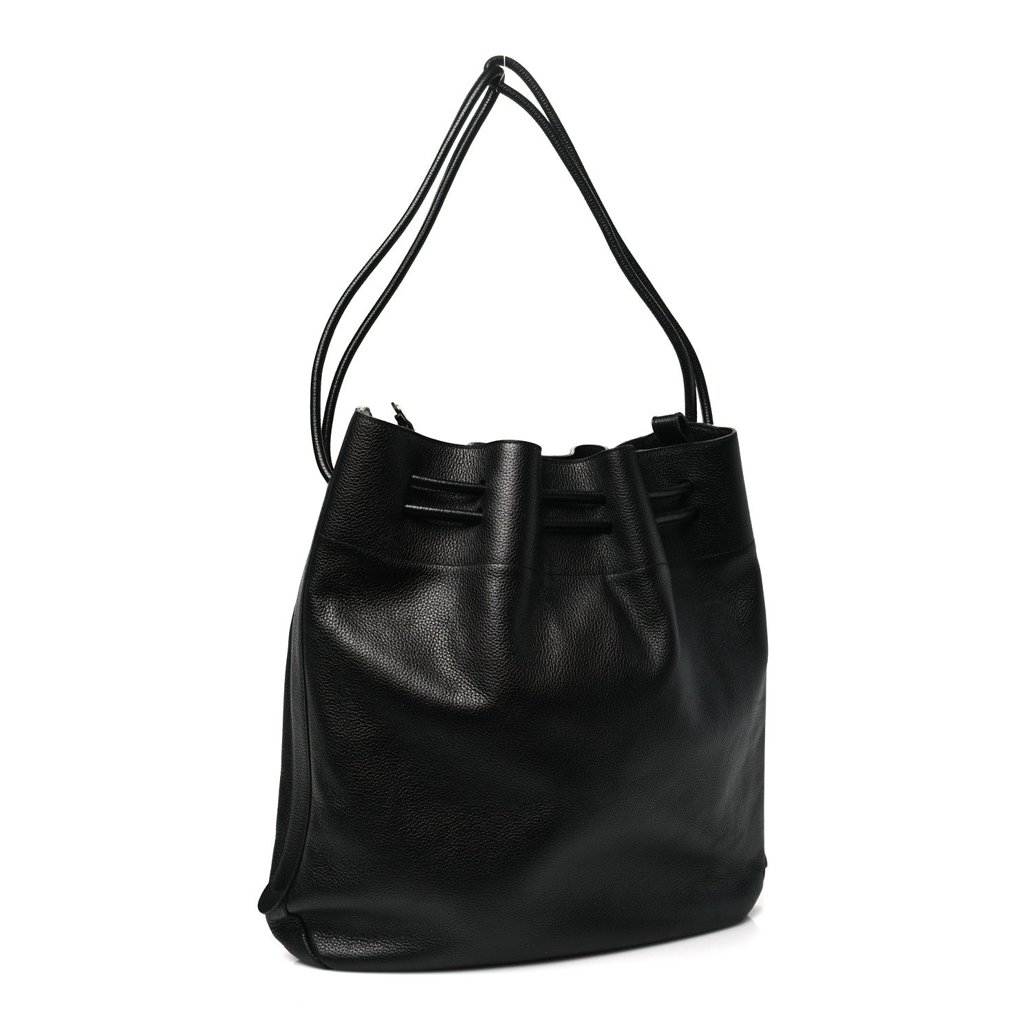 Delvaux Grained Calfskin Deux De Delvaux Bucket Bag Black 3 of 10