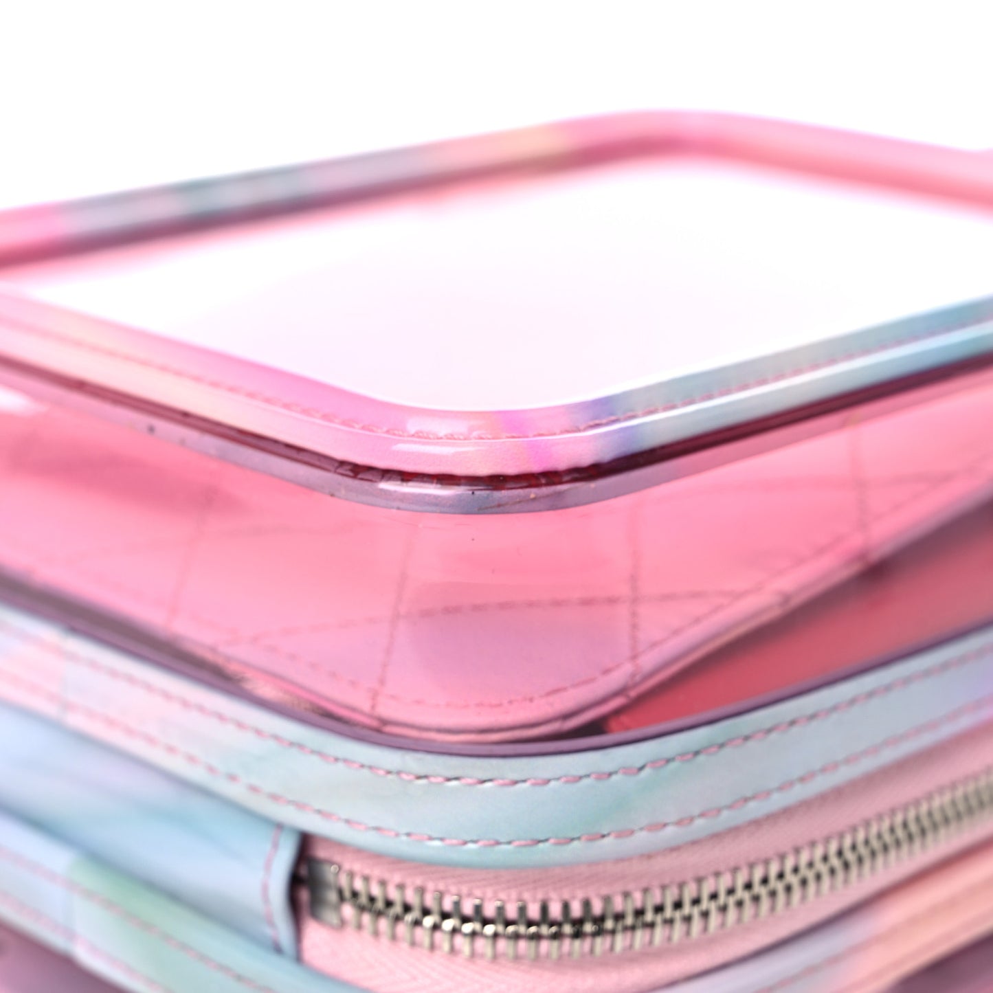 PVC Patent Calfskin Patent Lambskin Vertical Vanity Case Pink