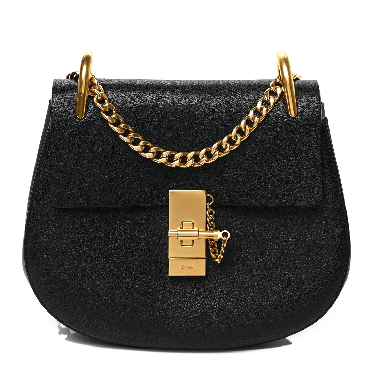 Grained Lambskin Drew Shoulder Bag Black