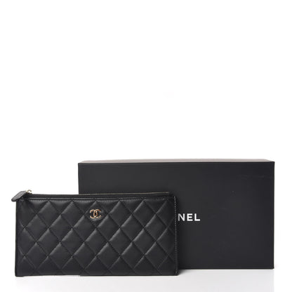 Chanel Lambskin Quilted Zip Pouch Black 9 of 9