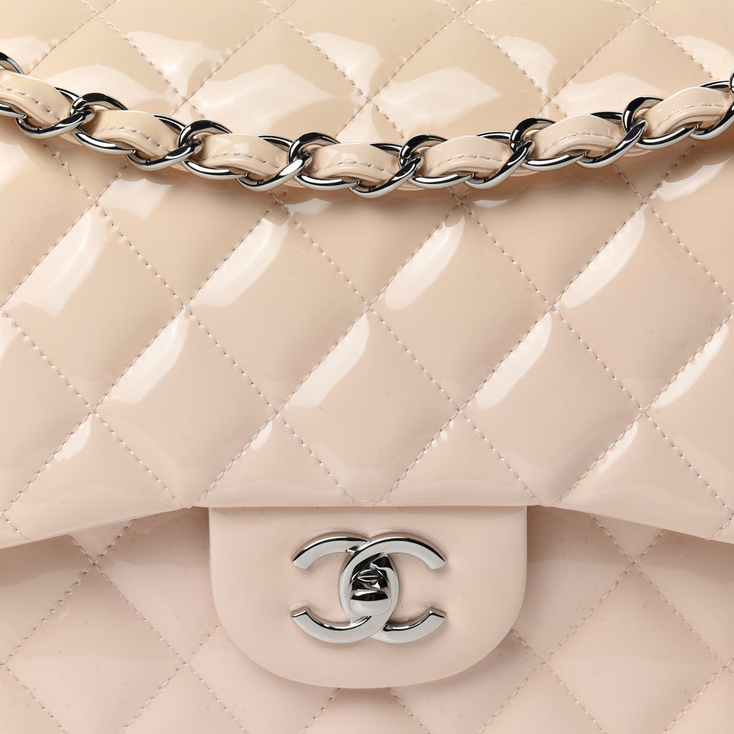 Patent Quilted Jumbo Double Flap Light Pink