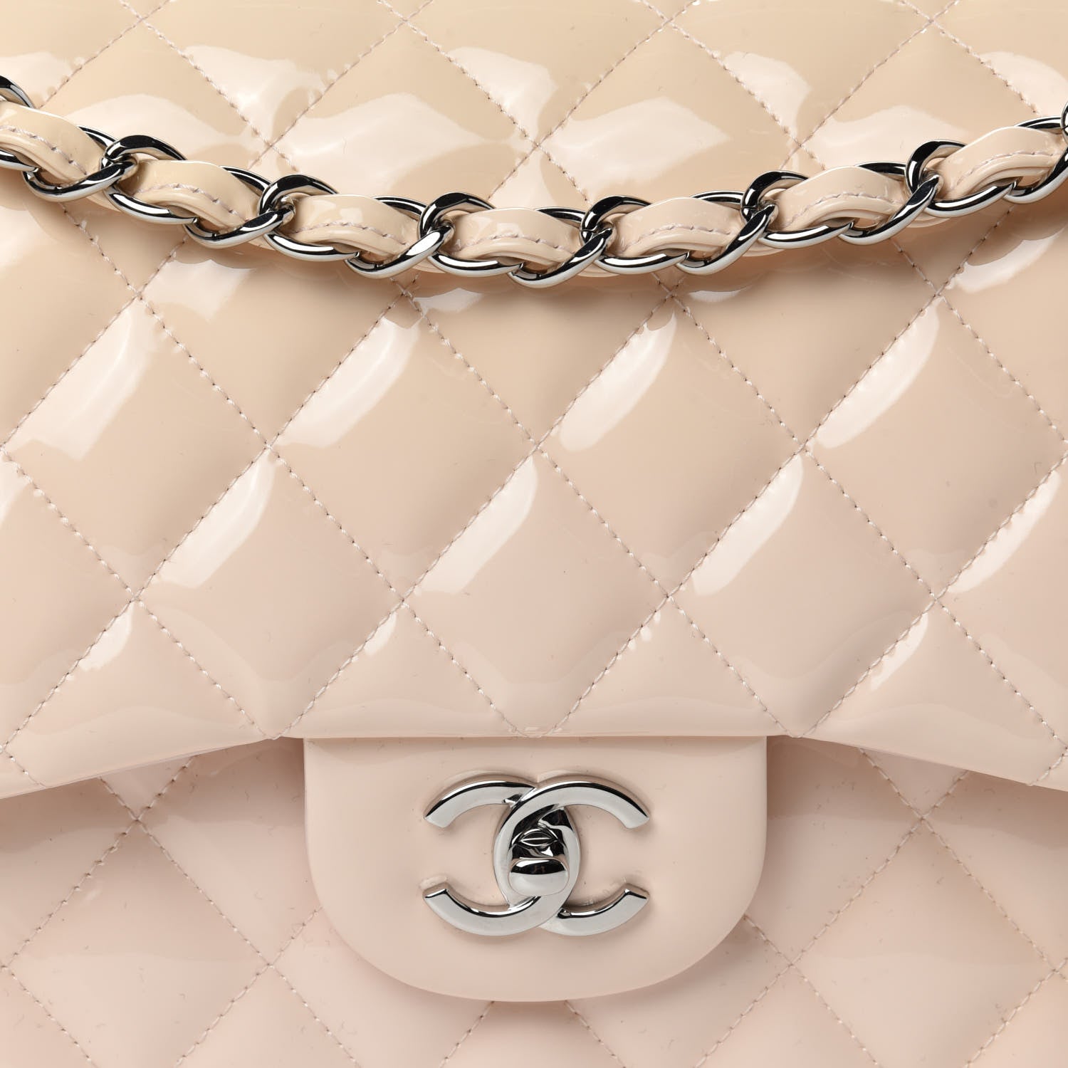 Chanel Patent Quilted Jumbo Double Flap Light Pink 11 of 12
