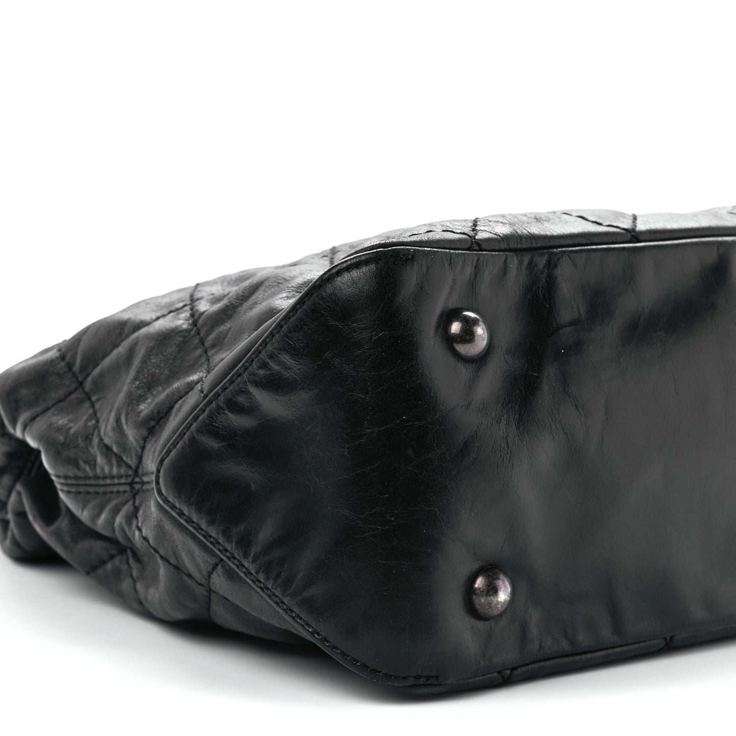 Aged Calfskin Quilted Coco Supple Hobo Black