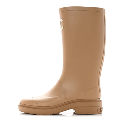 Chanel Caoutchouk CC High Boots 35 Beige 1 of 9