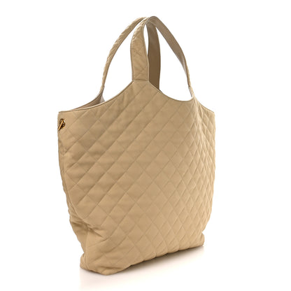 Saint Laurent Nubuck Suede Quilted Maxi Icare Shopping Tote Beige 3 of 10