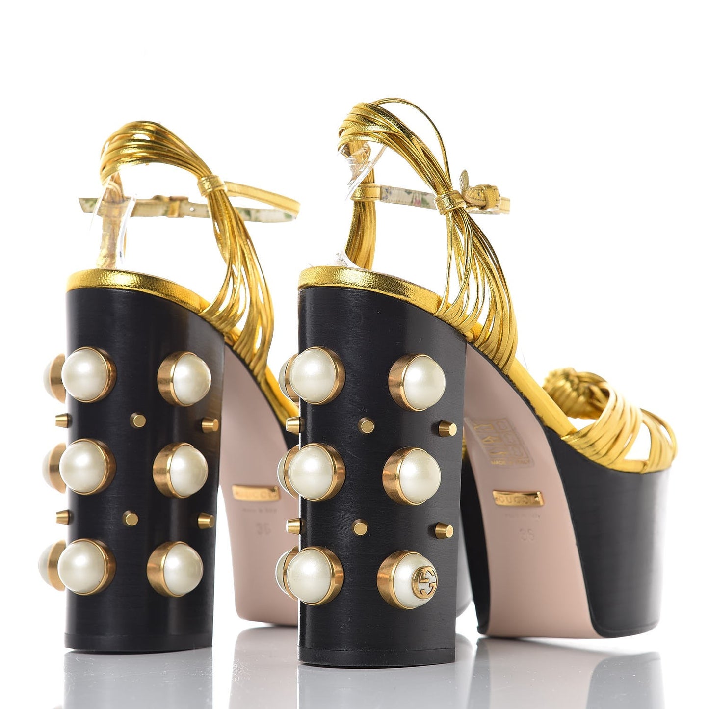 Malaga Kid Pearl Knot Platform Sandals 36 Black Gold