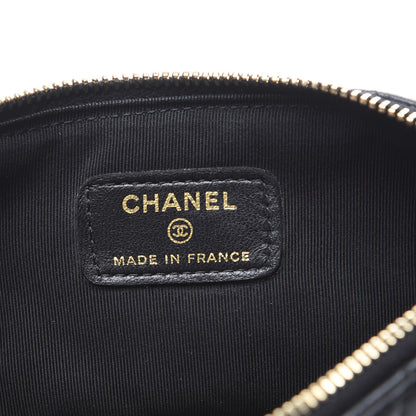 Chanel Lambskin Quilted Valentine Charms Small Cosmetic Pouch Black 5 of 8