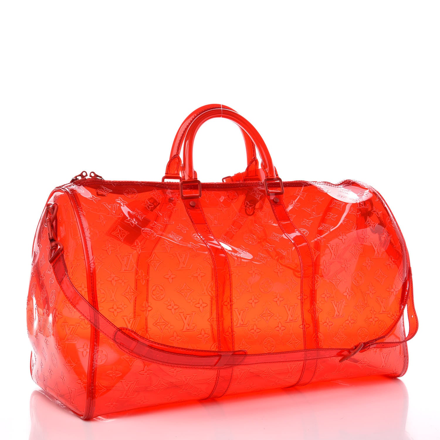 Louis Vuitton PVC Monogram Keepall Bandouliere 50 Grenadine Red 4 of 7